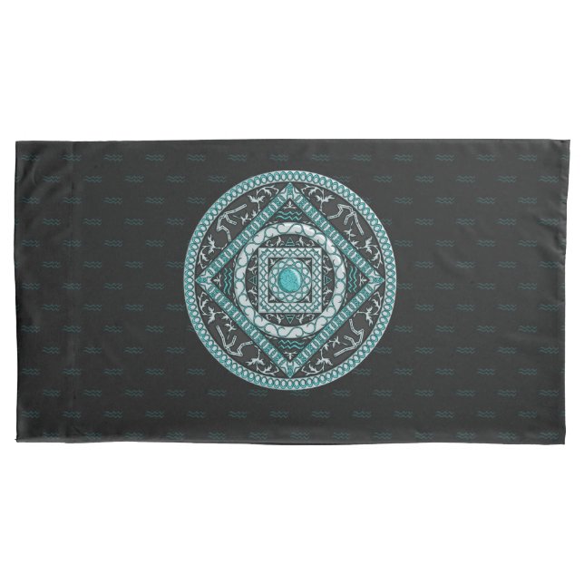 Funda de cojín mandala de Acuario (Anverso)