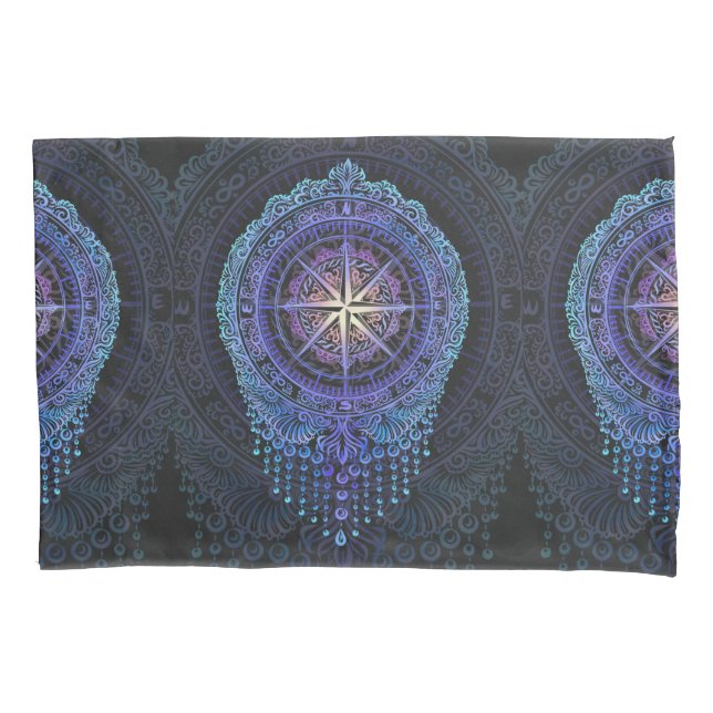 Funda De Cojín Mandala de brújula celeste (Anverso)