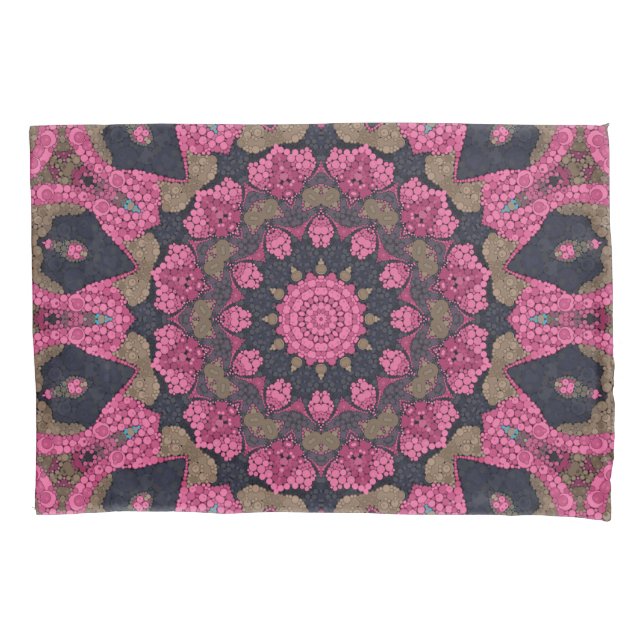Funda De Cojín Mandala de círculo redondo geométrico abstracto y  (Anverso-izquierdo)