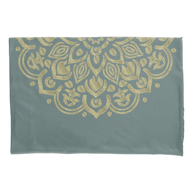 Funda De Cojín Mandala dorada - Pillowcase (Anverso)