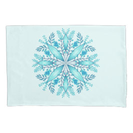 Funda De Cojín Mandala floral - Boho azul turquesa Snowflake