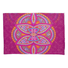 Funda De Cojín Mandalas en patrones de repetición rosa mixtos