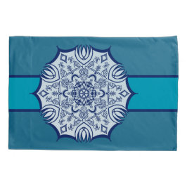 Funda De Cojín Mandela azul y blanca con criaturas