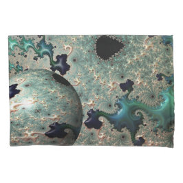 Funda De Cojín Mandelbrot de Esmeralda y Oro con Esfera