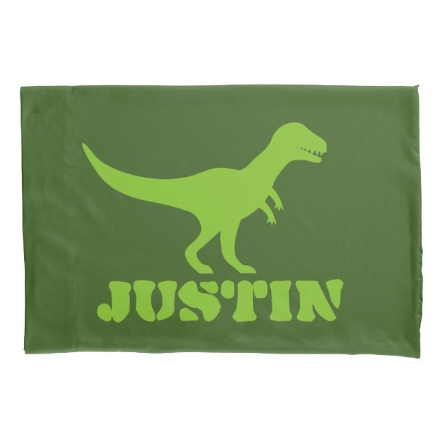 Funda De Cojín Manga de almohada verde de dinosaurio T-rex para n (Anverso)