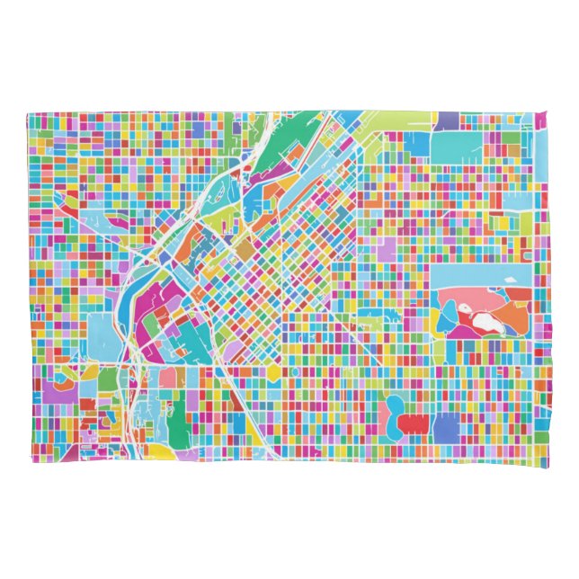Funda De Cojín Mapa colorido de Denver (Anverso-izquierdo)