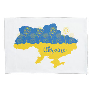 Funda De Cojín Mapa de Ucrania con girasol y bandera ucraniana