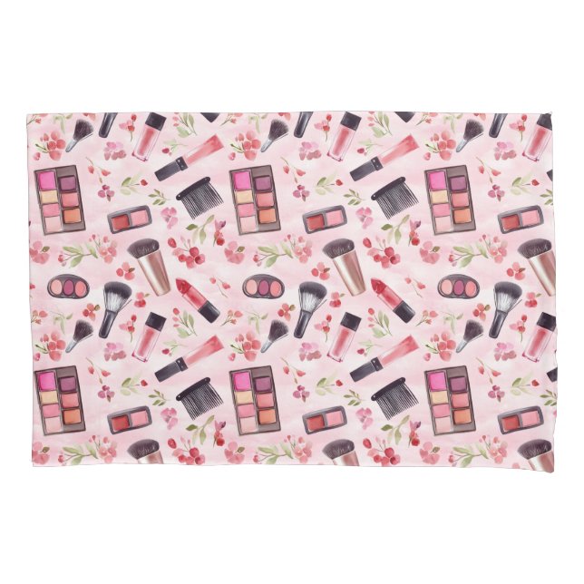 Funda De Cojín Maquillaje acuático y estilo de habitación floral (Anverso)