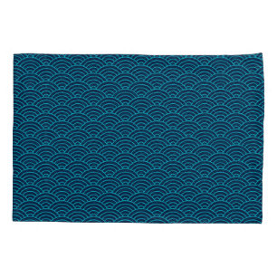 Funda De Cojín Mar azul japonés Seigaiha y olas