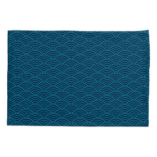 Funda De Cojín Mar azul japonés Seigaiha y olas