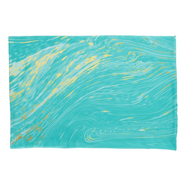 Funda De Cojín Marble Hermoso Oro Elegante Diseño Azul (Anverso)