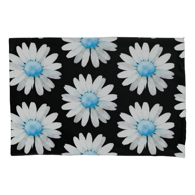 Funda De Cojín Margaritas de puntos azules (Anverso)