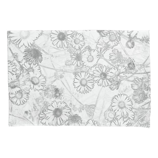 Funda De Cojín Margaritas patrón gris claro (Anverso)