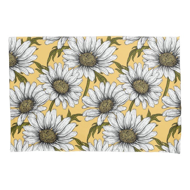 Funda De Cojín Marinas blancas, flores silvestres en amarillo (Anverso-izquierdo)