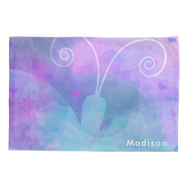 Funda De Cojín Mariposa Acuarela Pastel Personalizada (Reverso)