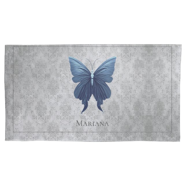 Funda De Cojín Mariposa con manchas azules (Anverso)