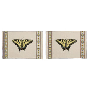 Funda De Cojín Mariposa de cola de cerda amarilla del suroeste