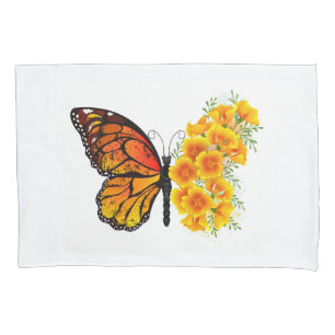 Funda De Cojín Mariposa de flores con amapola amarilla de Califor