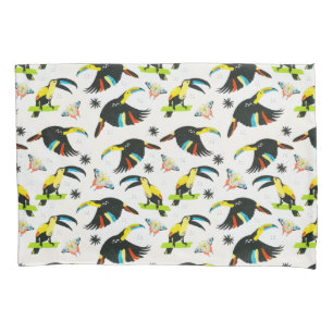 Funda De Cojín Mariposa de loro de la jungla tropical de verano