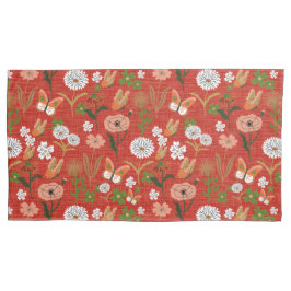 Funda De Cojín Mariposa floral de bambú rudo Shamrock en rojo