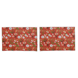 Funda De Cojín Mariposa floral de bambú rudo Shamrock en rojo