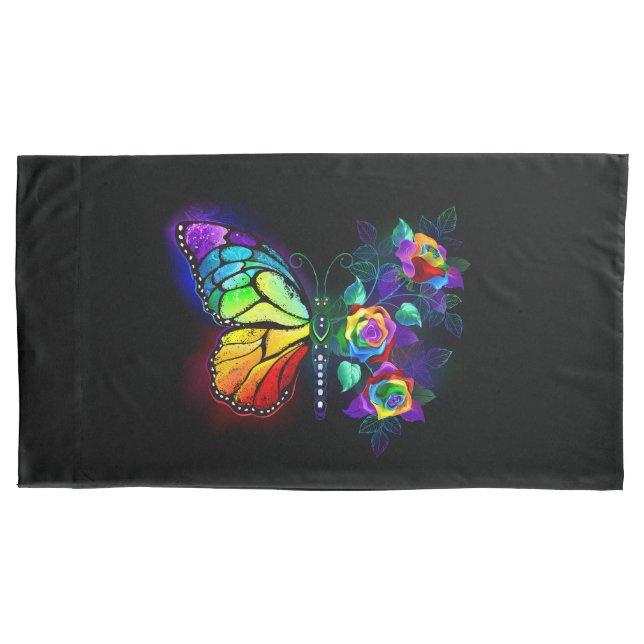 Funda De Cojín Mariposa florida arcoiris (Anverso-izquierdo)