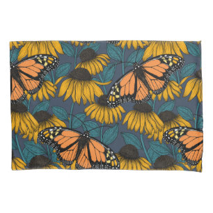 Funda De Cojín Mariposa monarca sobre las colmenas amarillas
