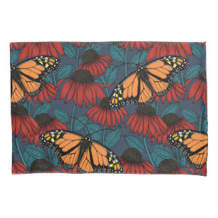 Funda De Cojín Mariposa monarca sobre las colmenas rojas