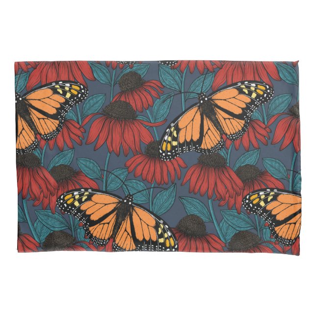 Funda De Cojín Mariposa monarca sobre las colmenas rojas (Anverso-izquierdo)
