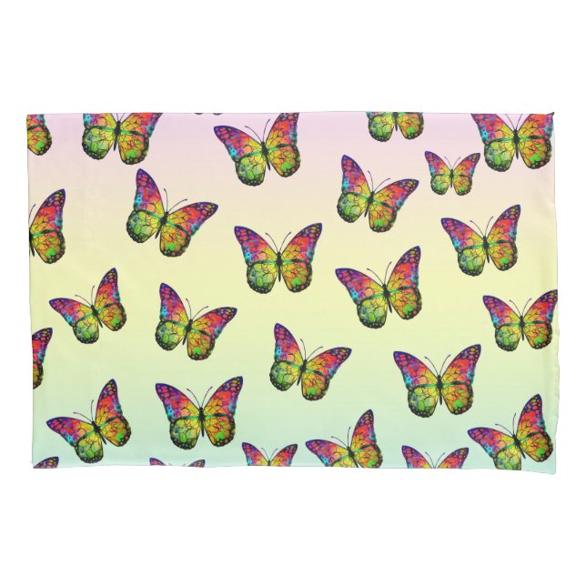 FUNDA DE COJÍN MARIPOSAS COLORIDAS ABSTRACTAS (Anverso)