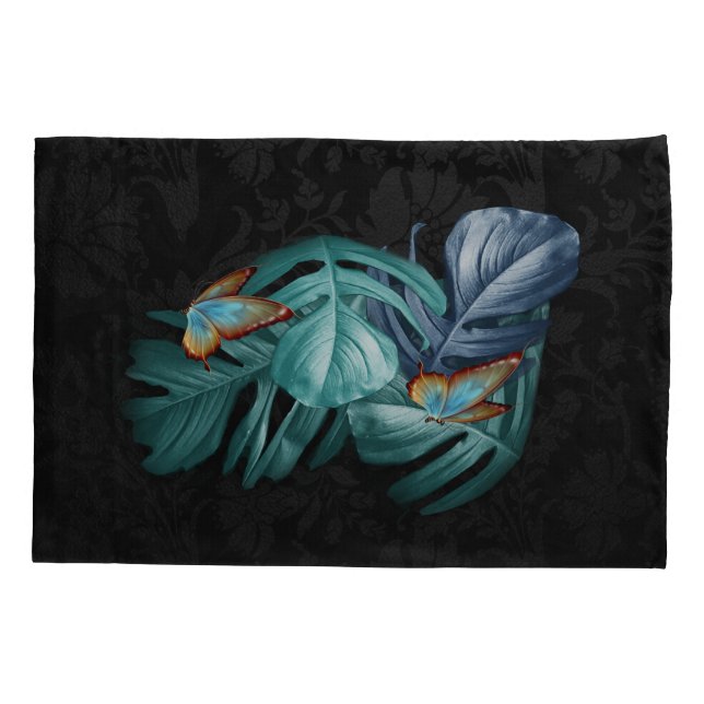 Funda De Cojín Mariposas de paraídas/salpicaduras de turquesa tro (Reverso)