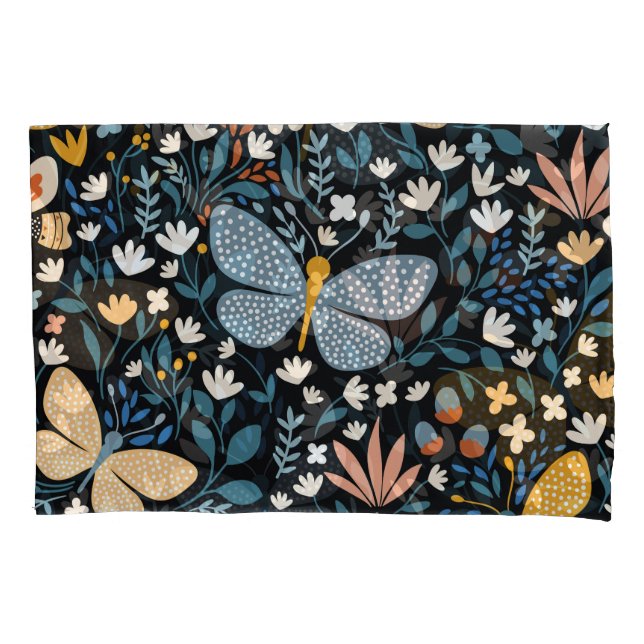 Funda De Cojín Mariposas Florales: Mano Sin Marea. (Anverso)