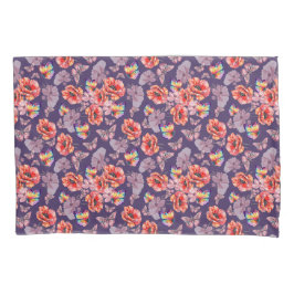 Funda De Cojín Mariposas y flores de amapola