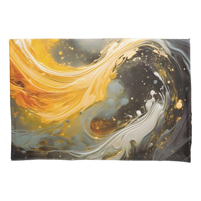 Funda De Cojín Mármol abstracto dorado moderno olas (Anverso)