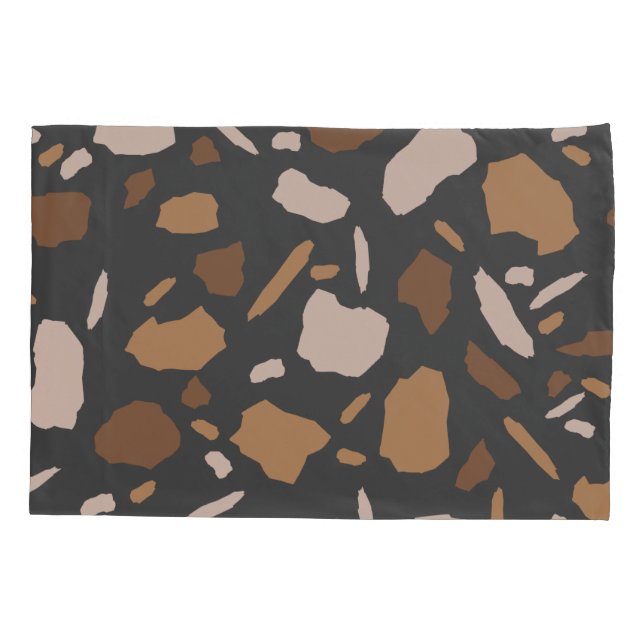 Funda De Cojín Mármol Terracota, Beige,  Marrón y Gris (Reverso)