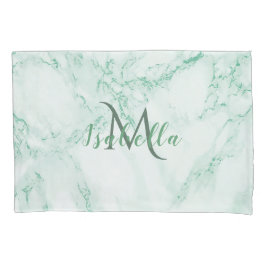 Funda De Cojín Mármol verde monogramado