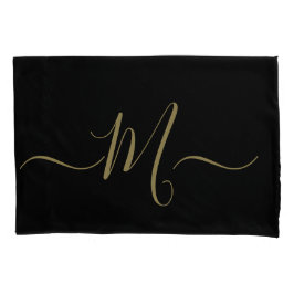 Funda De Cojín Married couple elegant initial monogram black gold