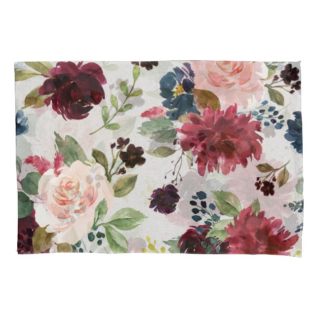Funda De Cojín Marsala y personalizado elegante lamentable floral (Anverso)