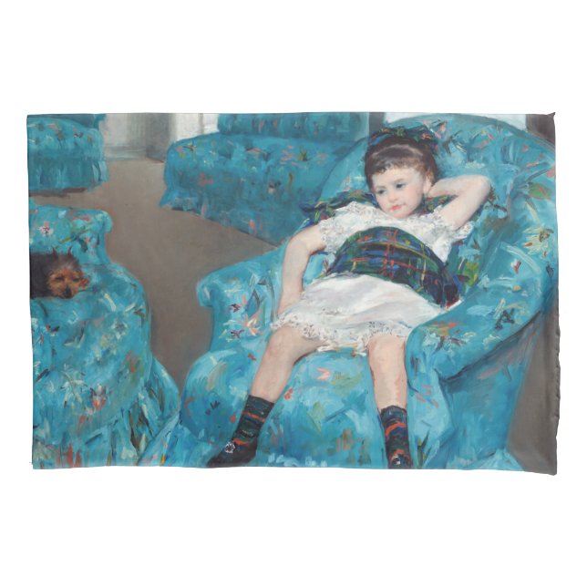 Funda De Cojín Mary Cassatt - Niña pequeña en un sillón azul (Anverso)