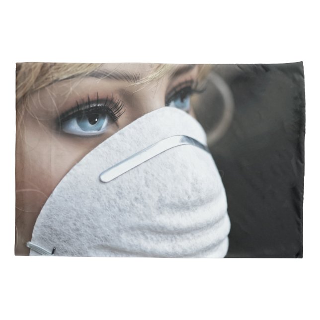 Funda De Cojín Máscara protectora de virus de Corona (Reverso)