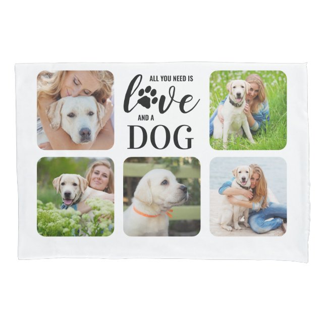 Funda De Cojín Mascota moderno personalizado Dog Lover 5 Collage  (Anverso)