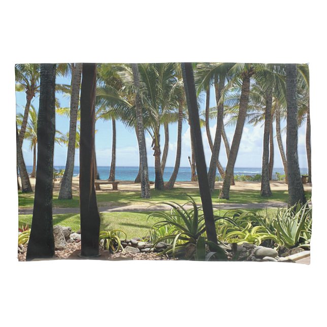 Funda De Cojín Maui Beach Hawaii Palm Trees (Anverso)