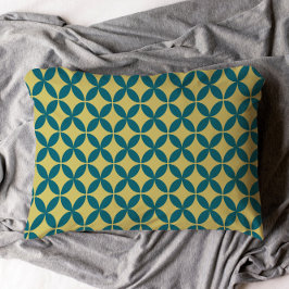 Funda De Cojín Mediosiglo Mod Geométrico Retro Moderno Verde Azul