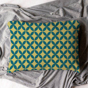 Funda De Cojín Mediosiglo Mod Geométrico Retro Moderno Verde Azul