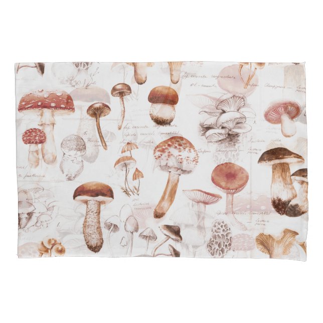Funda De Cojín Medley hongo: Patrón de acuarela sin foco (Anverso)