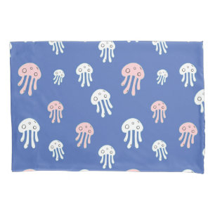 Funda De Cojín Medusas sobre fondo azul