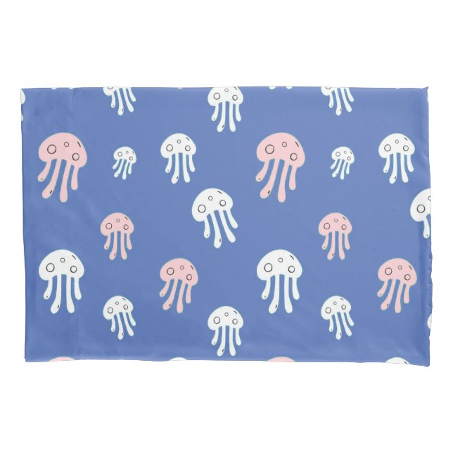 Funda De Cojín Medusas sobre fondo azul (Anverso)