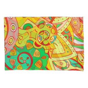 Funda De Cojín Mehndi Doodle: Colorida textura étnica.