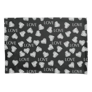 Funda De Cojín Melés blancos oscuros del AMOR del negro