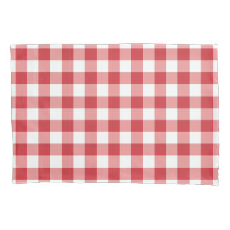 Funda De Cojín Mellow Classic Gingham - red white check plaid.